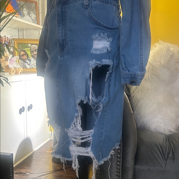 Fashion Nova Distressed Denim Dress - Picture 5 of 16